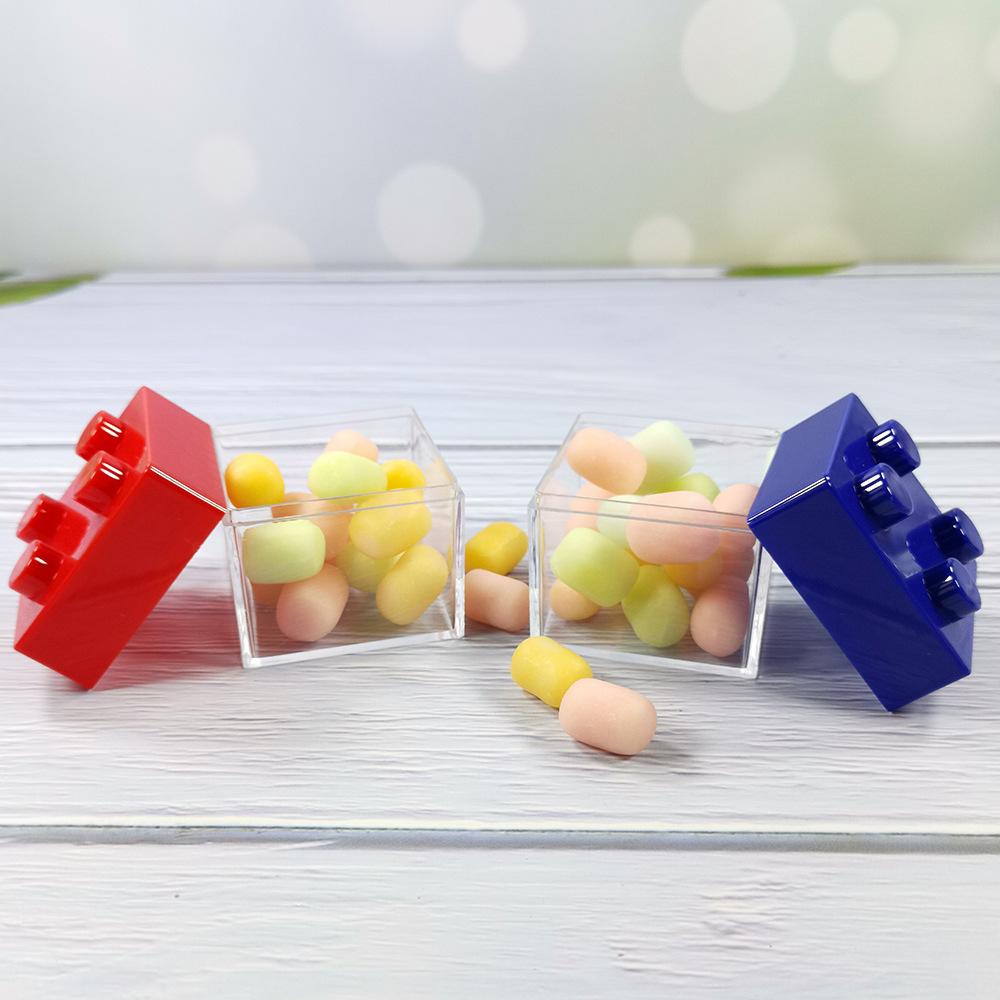 12/24pcs Personalized Cute Transparent Building Blocks Plastic Storage Box Wedding Candy Box Party Birthday Candy Box
