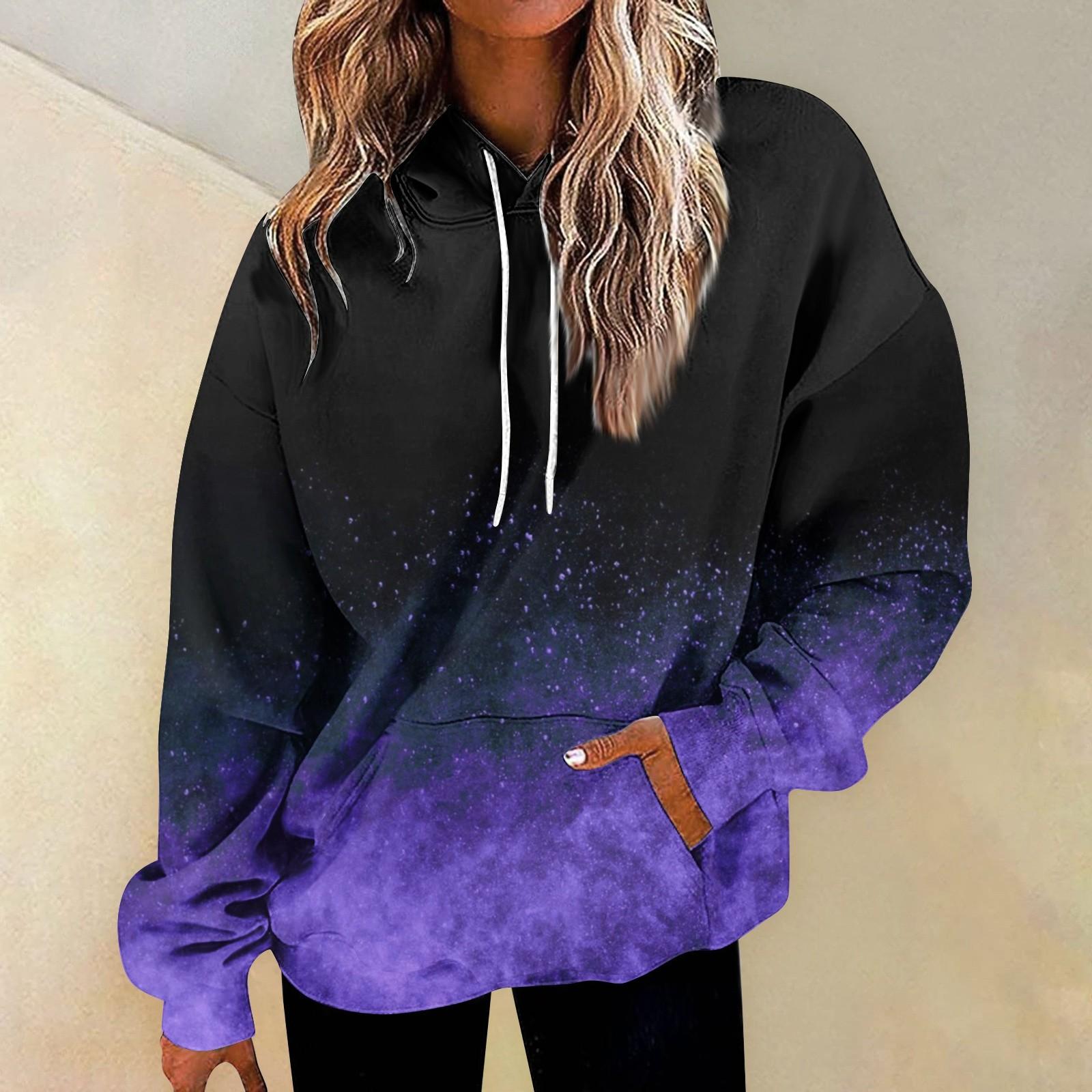 

Женская мода Повседневные Универсальные Повседневные толстовки с круглым вырезом Графика Повседневные с длинным рукавом Градиент Лоскутная верхняя одежда с принтом Толстовки XXXXL фиолетовый