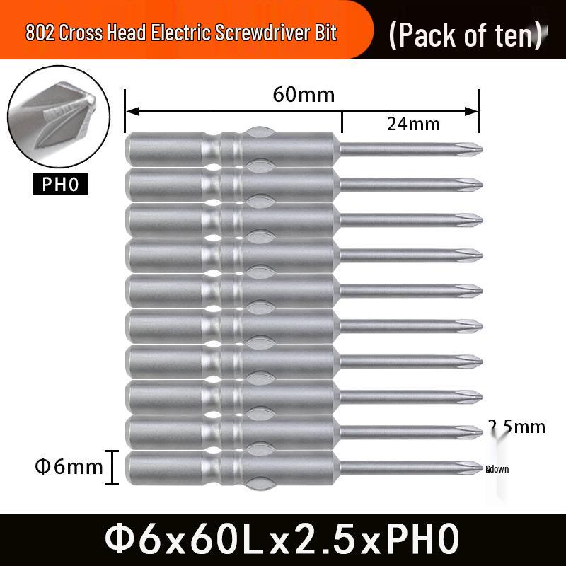 Nigao 802 Magnetic S2 Steel Electric Screwdriver Bit, 6mm, 60/80mm Length