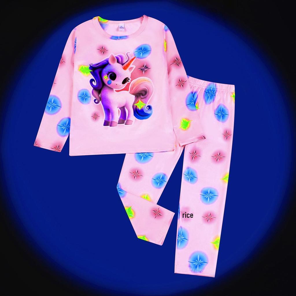 Ψηφιακό Πράσινο Φθορίζον Πυτζαμοσετ Δεινόσαυρος Αυτοκίνητο για Αγόρια και Κορίτσια - Μακρυμάνικο & Παντελόνι