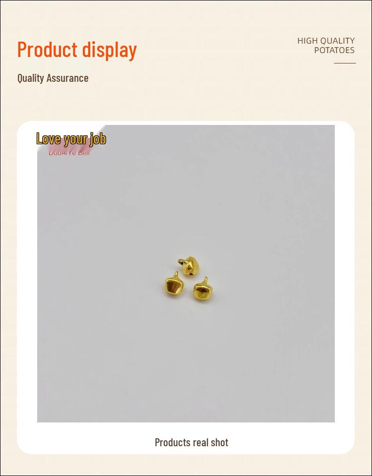 Gold Plated One-Word Bell Charms for Pet Collars (6mm-16mm) - DIY Christmas Pendant Decoration