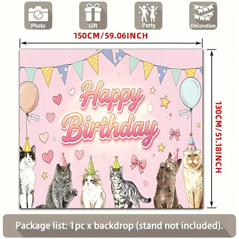 2D plane, 1 piece of polyester background fabric for party cats' birthday celebration, used for decorating the party room