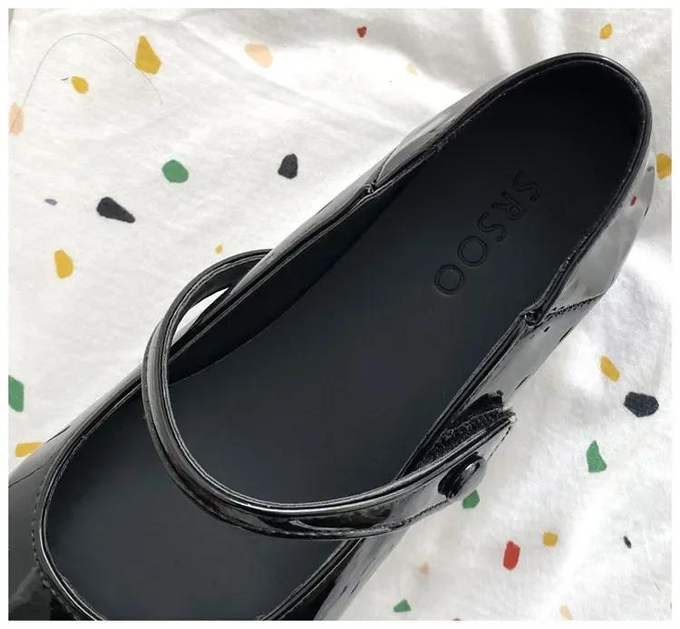 Retro Red Shoes Women Thick Heels Ankle Buckle Lolita Shoes Woman Student French Square Heel Shallow Mouth Single Shoe