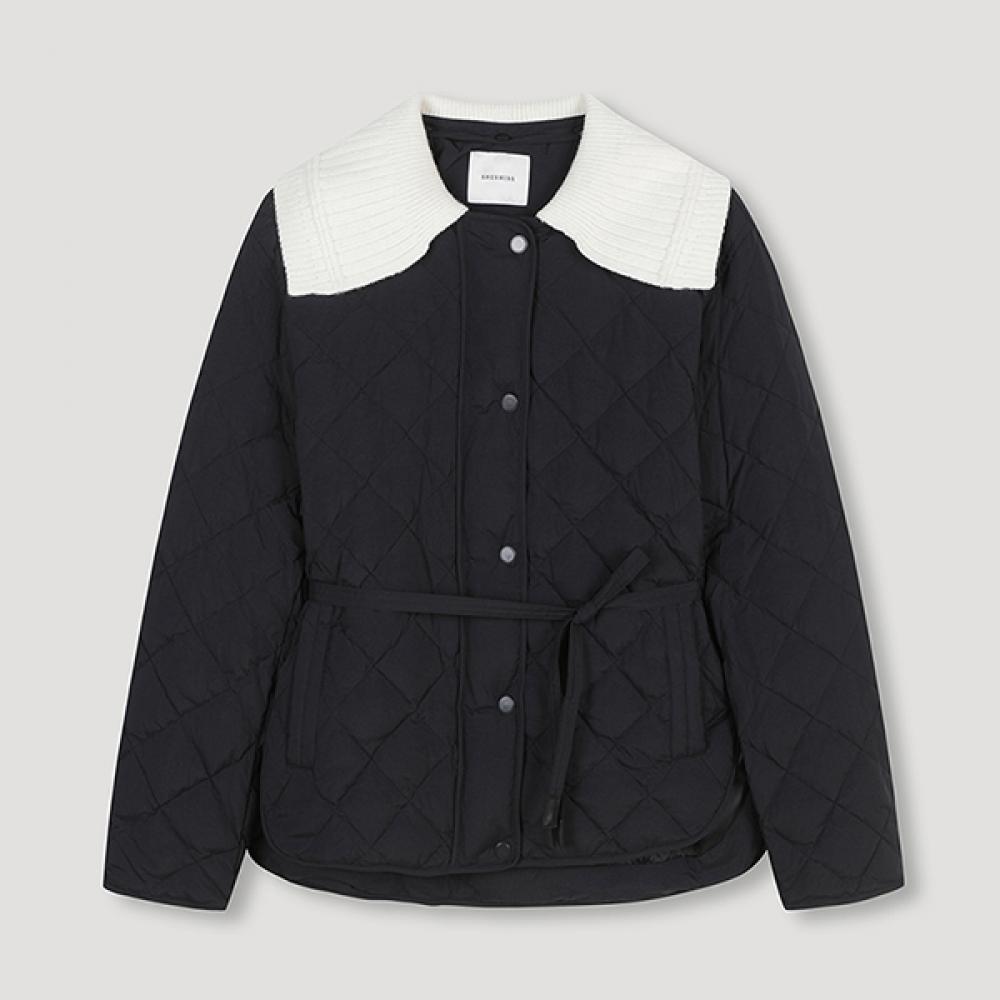 

[shs Miss] Knit Collar Quilting Duck Down Jumper Ssdjpn42030 Bk blacks/55