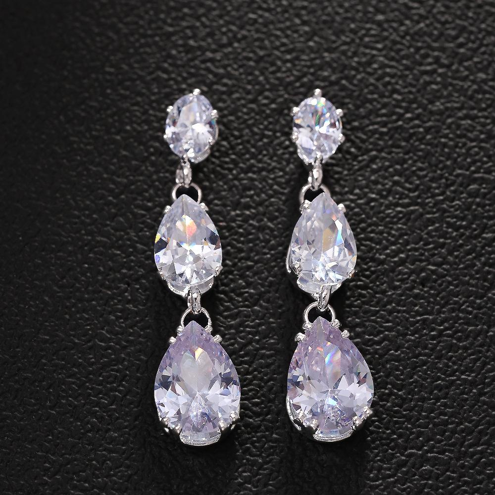 Dangle Drop Earrings for Women Wedding Bridal Rhinestone Long Cubic Zircon Chandelier Sparkly 14K Gold Plated Dainty Jewelry