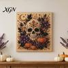 Handgemachtes Geschenk für Bastelfreunde 2 Stück Halloween Kunst mit Kunstperlen, Geisterkürbis Hexe Krähe Malerei DIY Funkelndes Perlen-Set Kit, 3D Totenkopf