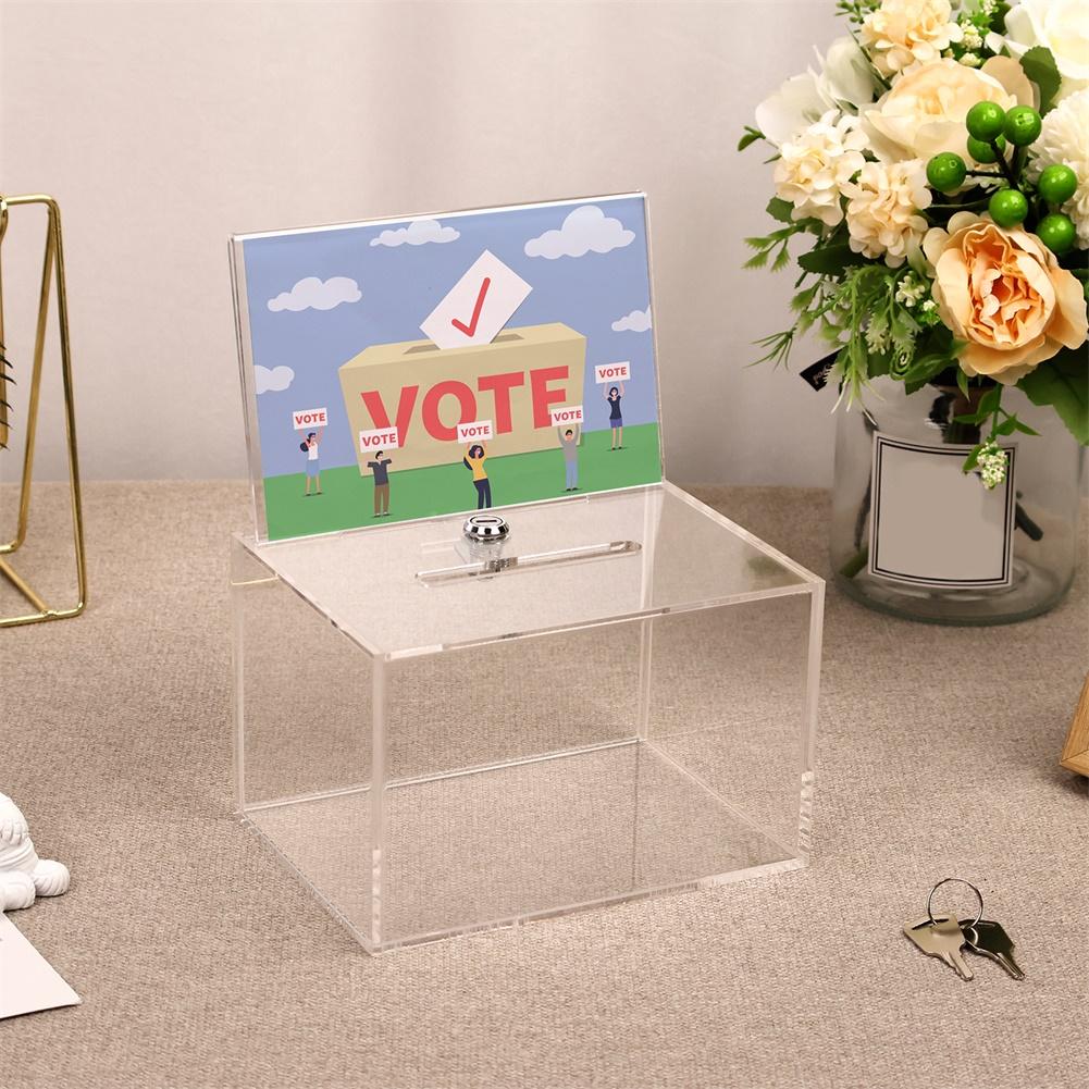 Acrylic Donation Box With Lock Donation Box Portable Donation Box As Shown Clear Ballot Box Reliable Locking System