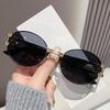 Vintage Steampunk Round Sunglasses Women  Luxury Designer Unisex Metal Frame Casual Gradeint Green Purple Sun Glasses Uv400