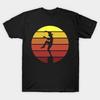 Men Black Print T-shirt Vintage Crane Kick Karate Kid Silhoutte No-Cut Transfer Paper Print Cotton Tshirt