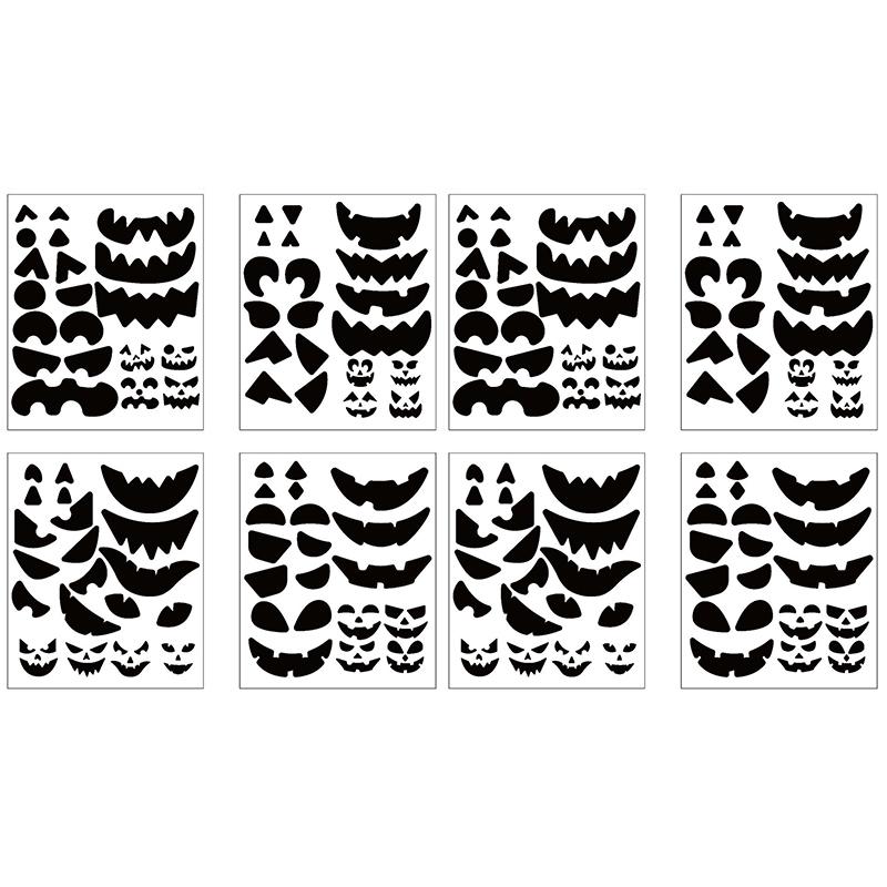 

WTEMPO Хэллоуин Наклейки Выражение Тыквы Самоклеящиеся Наклейки Фестиваль DIY Наклейки В помещении и на улице Наклейки для украшения вечеринки на тему Хэллоуина 8pcs чёрный