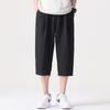 Summer new cool and breathable cropped pants thin men's solid color simple and versatile loose straight casual shorts