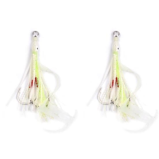 2 шт. Мягкая приманка-кальмар силиконовая с юбками, имитация светящегося кальмара, для медленной джиговой ловли