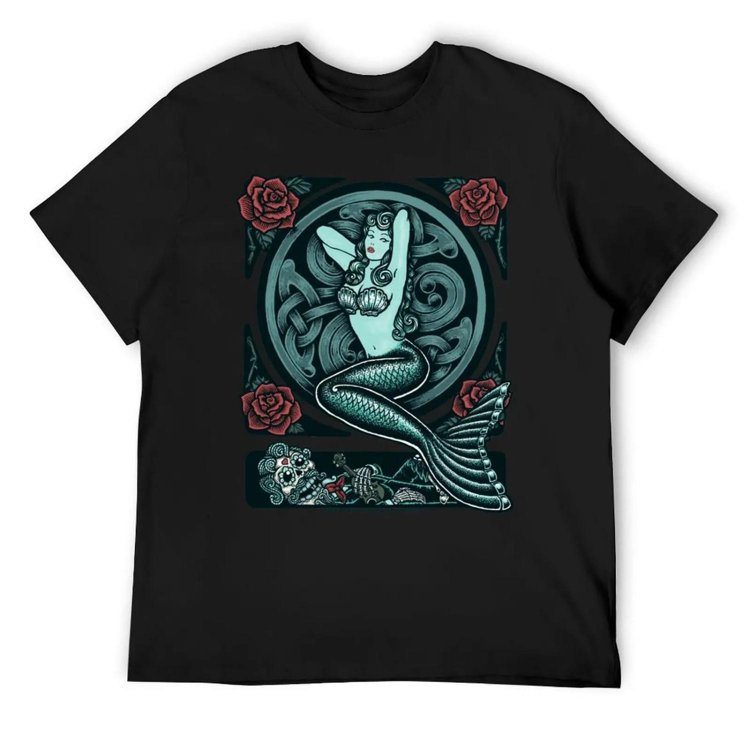 Mermaid and Skull 2 T-Shirt Personalized t-shirt shirts graphic tees customs design your own summer 2025 mens t shirt graphic S