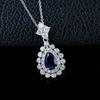 Elegant Blue Sapphire Water Drop Necklace In S925 Sterling Silver for Formal and Banquet Wear