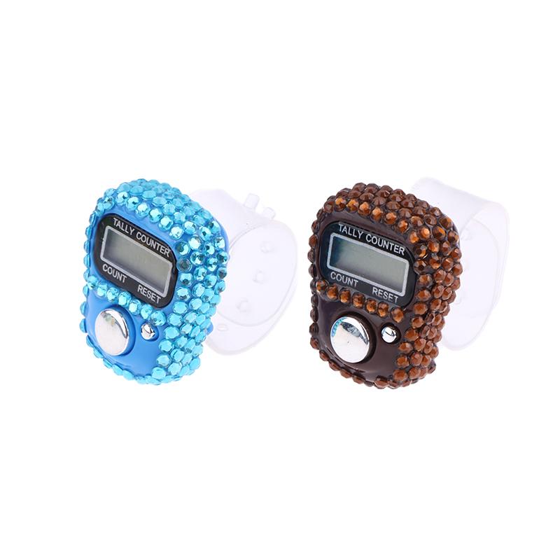 Portable 7 Colors Rhinestone Finger Counter Sparkling Design Counting Tool for Prayers Fitness and Learning Tasks