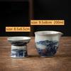 Chinese Retro Blue and White Porcelain Gaiwan Teacup Handmade Ceramic Fair Cup Tea Infusers Household Tea Bowl Portable Teaware