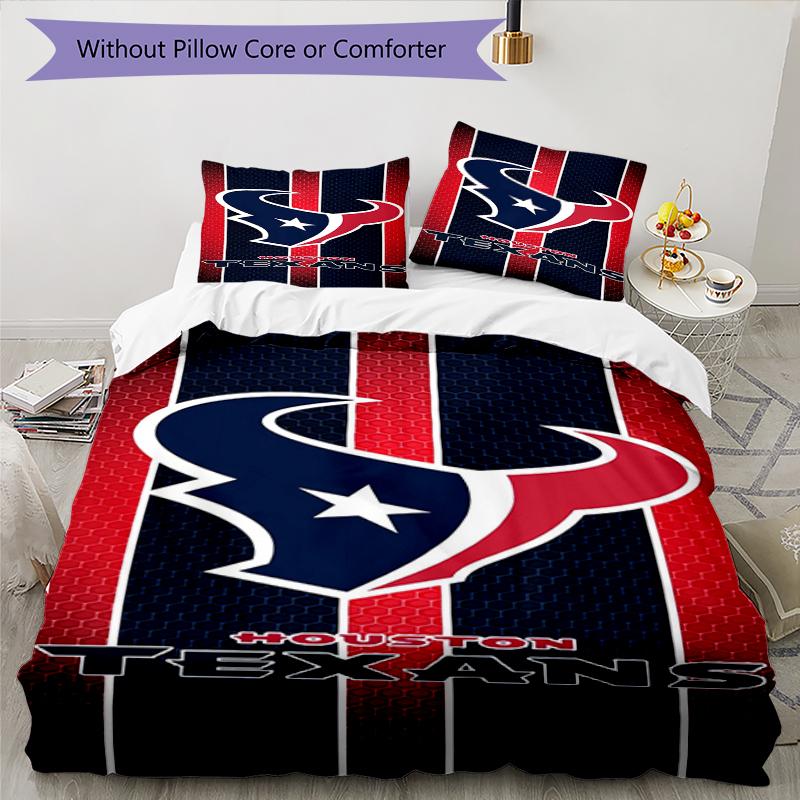Houston Texans Pride Design Bed Bedding Set 1 Duvet Cover + 2 Pillowcases Soft Breathable Household Bed Linens