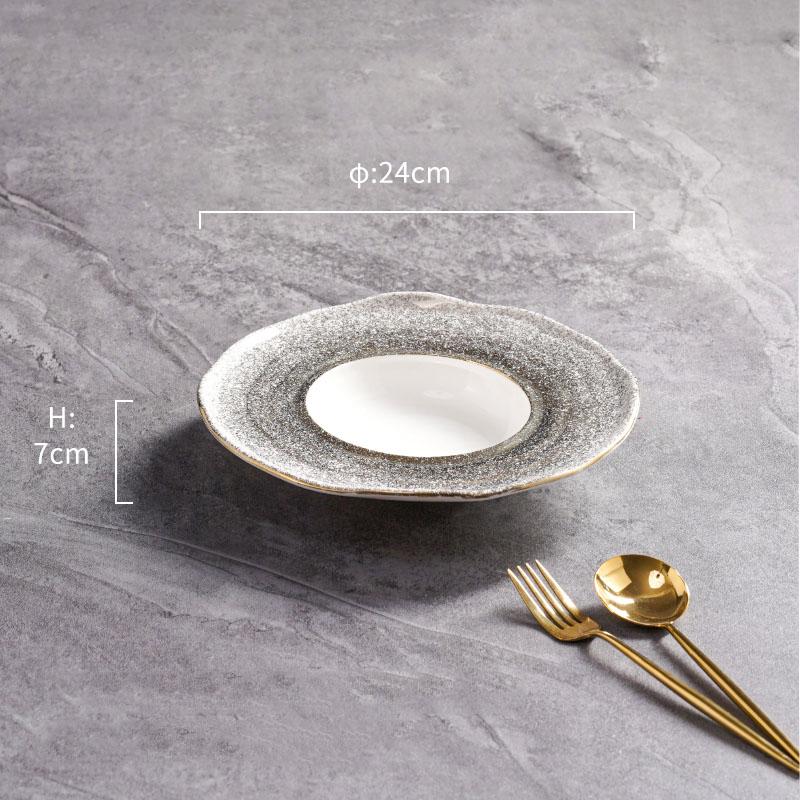 

Креативная неровная керамическая обеденная тарелка, ресторанная толстая суповая тарелка, десертная тарелка, тарелки для пасты, тарелки для салата, специальная посуда
