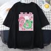 Maglietta Cartoon Rana Fragola Bevanda Fungo Stile Verde Fresco Top Larghi 100% Cotone Estate Harajuku Casual Quotidiano Manica Corta
