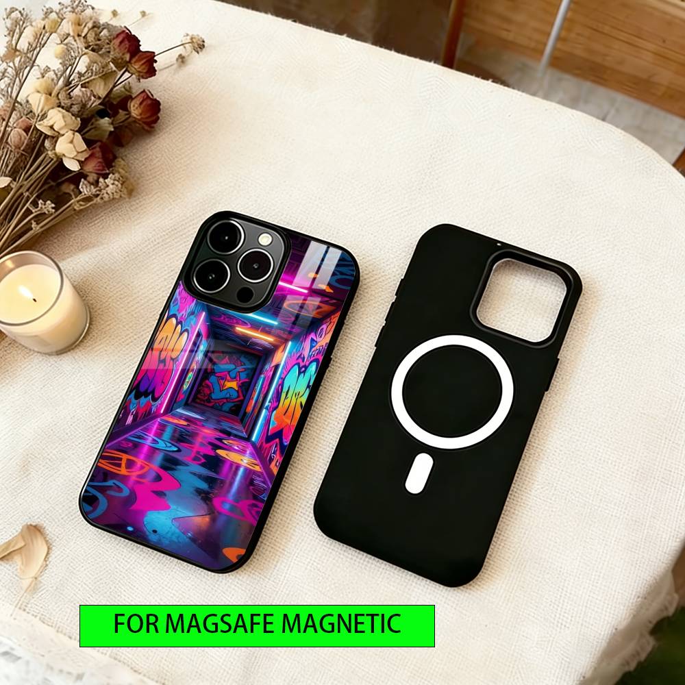 Graffiti Art Phone Case For iPhone17,16,15,14,13,12,11 Plus,Pro Magnetic with Magsafe Wireless Charging
