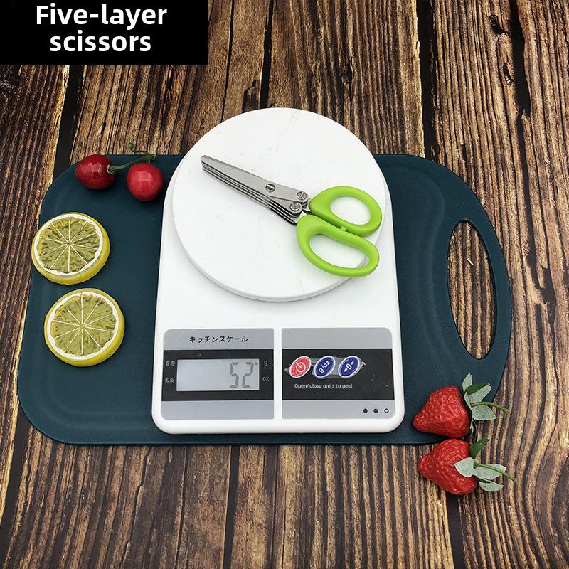 Foarfece multistrat din oțel inoxidabil pentru ierburi, legume și hârtie - Foarfece cu cinci straturi și ceapă verde