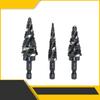3PC Step Drill Bit Set 1/4" Shank High Speed Steel Step Drill Bit for Sheet Aluminium Metal Wood Hole Drilling Taper