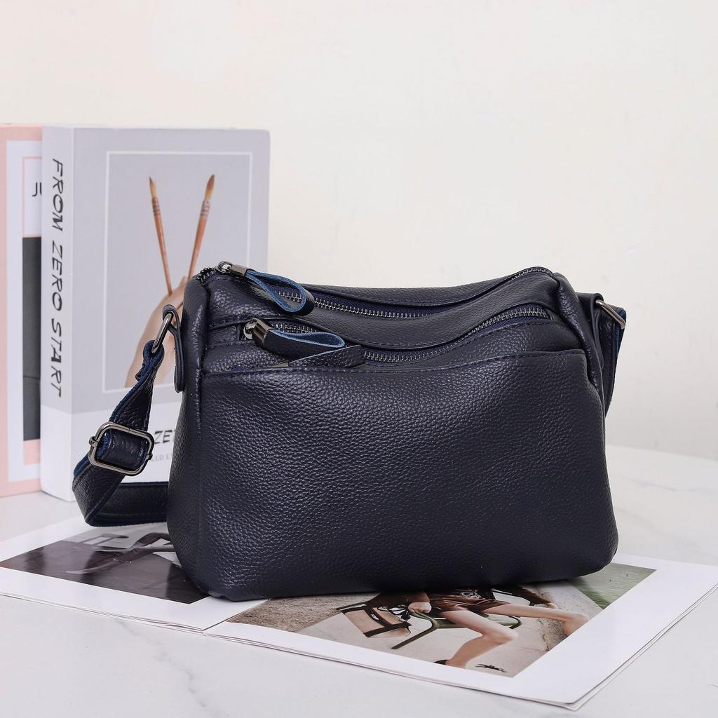 Rindsleder Damen Einzelne Schulter Umhängetasche Einfache Mehrfachtasche Knödeltasche Großes Fassungsvermögen Tante Mutter Tasche Umhängetasche