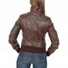 NOORA Lambskin VINTAGE Dark Brown Leather Bomber Jacket, Women Winter Jacket, Biker Jacket