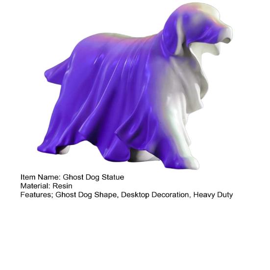 Halloween Ghost Dog Statue Spooky Resin Ghost Puppy Figurine Sculpture Holiday Party Home Office Desktop Decoration Ornament
