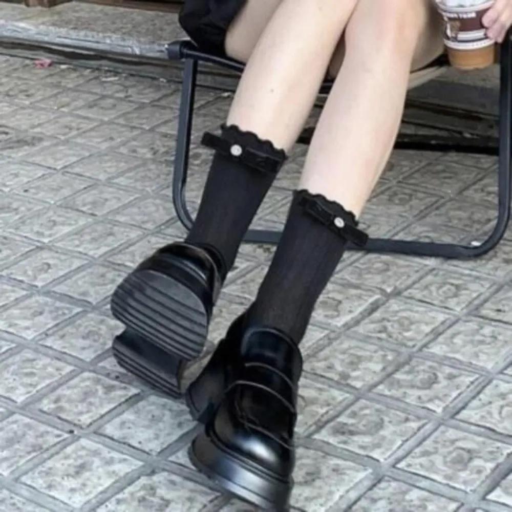 Women's Cubic Ribbon Embellished Cotton Hongbang Knee Socks