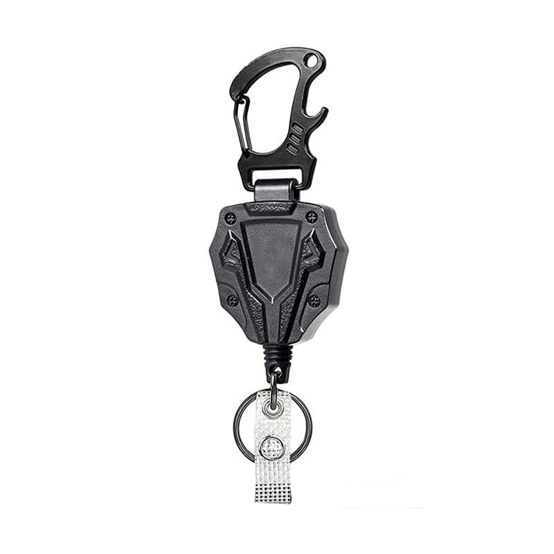 

1pcs Multi Functional Steel Wire Rope Extendable And Easy To Pull Buckle Chest Badge ID Badge Scroll Card Sleeve key Management чорний