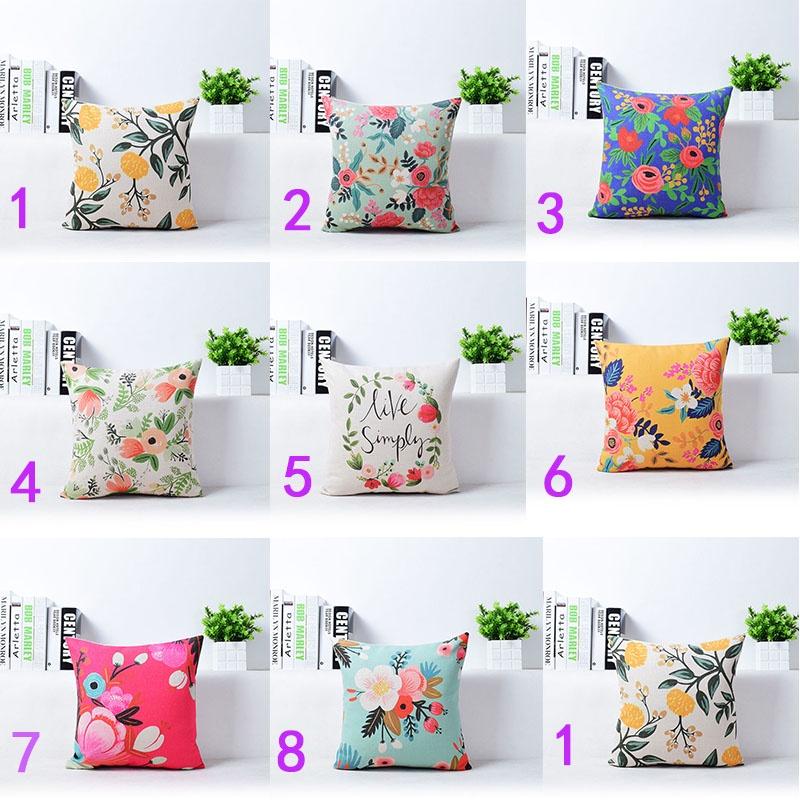 Exquisite Vivid Flower Floral Plants Linen Pillow Case For Decorative Cushion 18