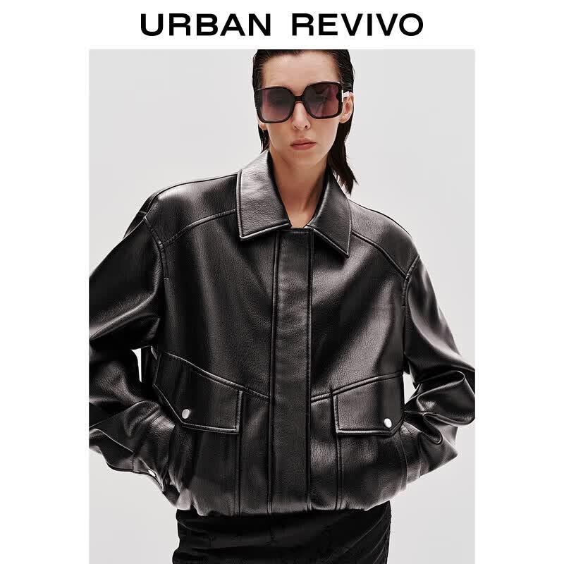 UR 2025 Women s Retro Motorcycle PU Jacket S