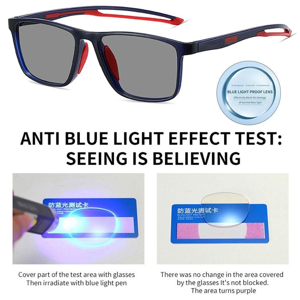 Photochrome Blaulicht-Lesebrille Blaulichtblockierend Multifokal Quadratische Brille Augenschutz Ultraleicht
