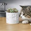 Thick Wall Flowerpot 3D Printed Cat Paw Print Flower Pot, Cute Small Plant Pot for Integrated Molding Desk, Animal Theme Planter Home Office,