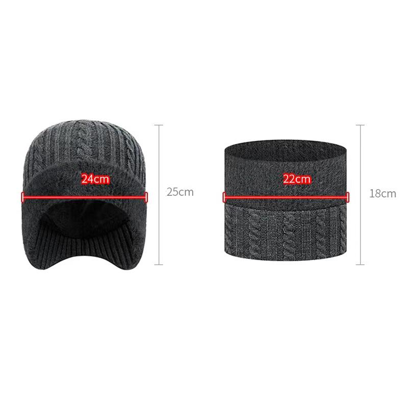 Winter Thick Neck Cap Two-Piece Set Men's Outdoor Cold-Proof Cycling Ear Protection Knitted Hat