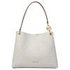Bolsa Tote Ombro Mk Christina Pingente Metal Revestido Lona Poliéster Pu Grande Feminina Vanilla-Branco Marrom-Bolota 35T5G8WE6B-VANILLA