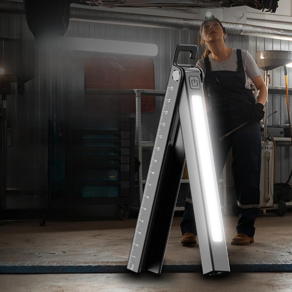 

YZYOE Rechargeable LED Scale Outdoor Portable Work Lamp with 6 Modes White 3500K Warm Light and Red Magnetic Suction and Battery Power Penlight,