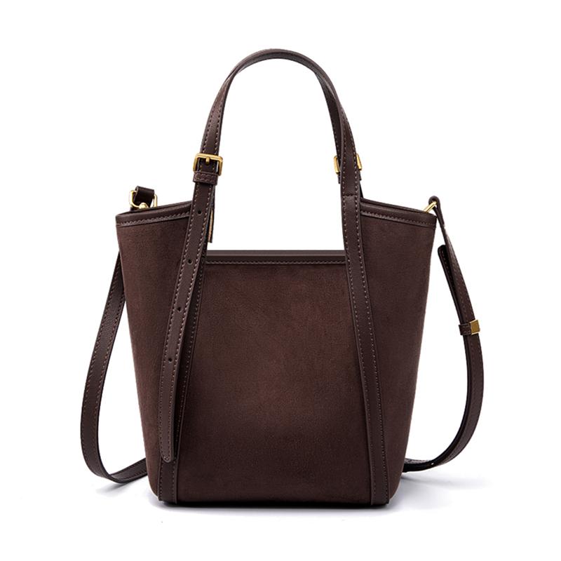 Hifashi Cowhide Suede Genuine Leather Tote Handbags For Women 2026 Luxury Designer Bucket Work Ladies Shoulder Crossbody Bags кофейный