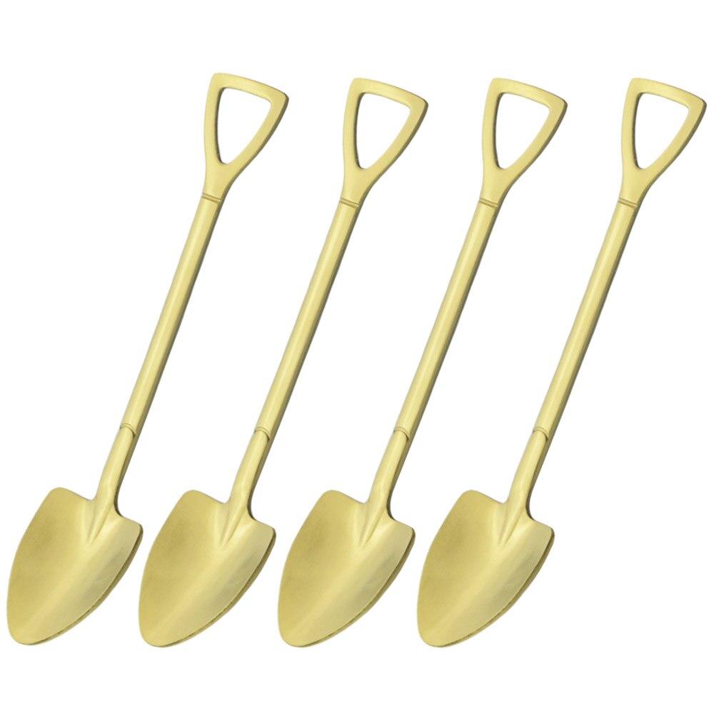 4Pcs Multicolor Dessert Coffee Spoon Cutlery Set Stainless Steel Shovel Spoon Set Ice Cream Stirring Spoon Tool Creative Teaspoon Set