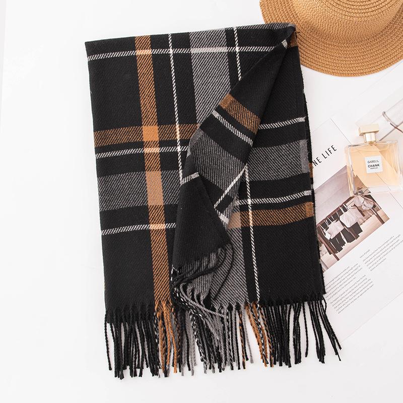Plaid Scarf Women's Winter High-end Sense New Autumn and Winter Thickened Versatile Atmosphere Warm Scarf