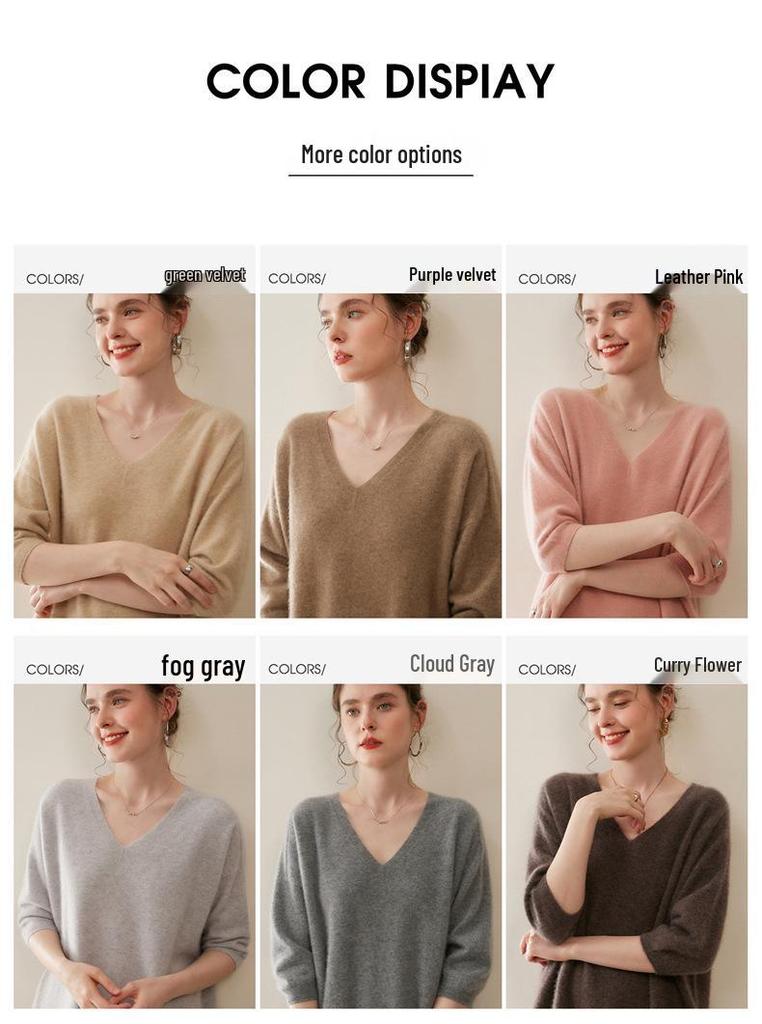 Women's 100% Cashmere Round Neck Long Knit Dress - Thickened Loose Fit for Autumn/Winter, Over-the-Knee Style.