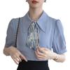 2025 Chic Women's Short Sleeve Chiffon Blouse with Tie – Stylish, Niche Summer Fashion