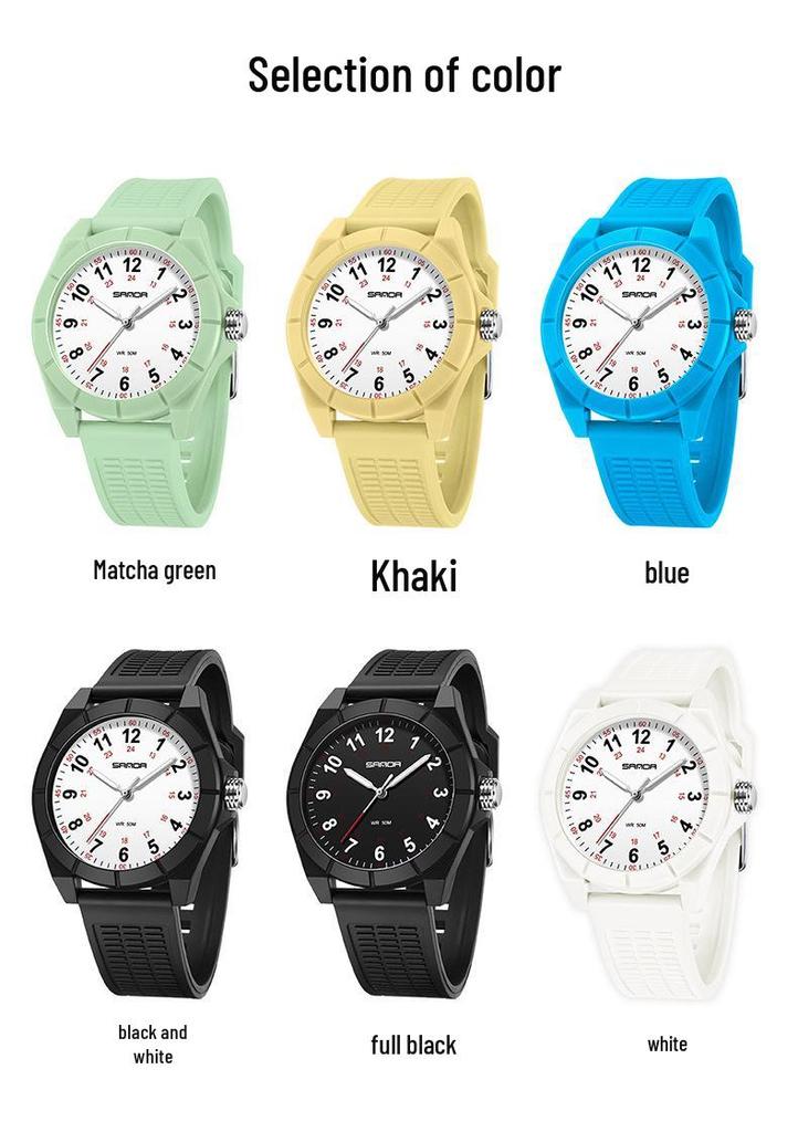 SANDA Unisex Luminous Korean Style Nurse Watch: Lightweight, Thin, Waterproof, Large Dial Quartz Watch for Teens