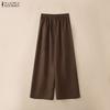 ZANZEA Women Casual Elastic Waist Solid Color Loose Pants