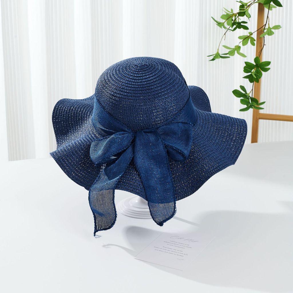 Sun Hat Women Summer Wide Brim Straw Hat With Bow For Beach And Sun Protection