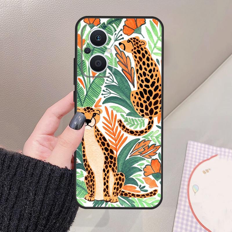 Tigers Leopards Tropical Leaves Funda For OPPO Reno 11 12 13 14 Pro 11F 12F 13F 14F 7 8 Lite OPPO Find X9 X6 X5 X8 Pro Case