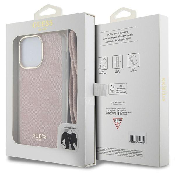 Guess Guhcp15Lhc4Sep Iphone 15 Pro 6.1Rosa/Pink Custodia Rigida Cordoncino a Tracolla Stampa 4G