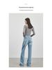 Shi Lin 2026 High-Quality Korean Style High-Waist Wide Leg Light Blue Floor-Length Jeans.