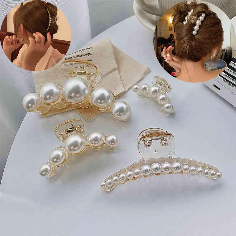 Fashion Elegant Pearl Hair Claws Women Hairpin Barrette Hair Accessories Girls Hair Crab Hairgrips Ornament
